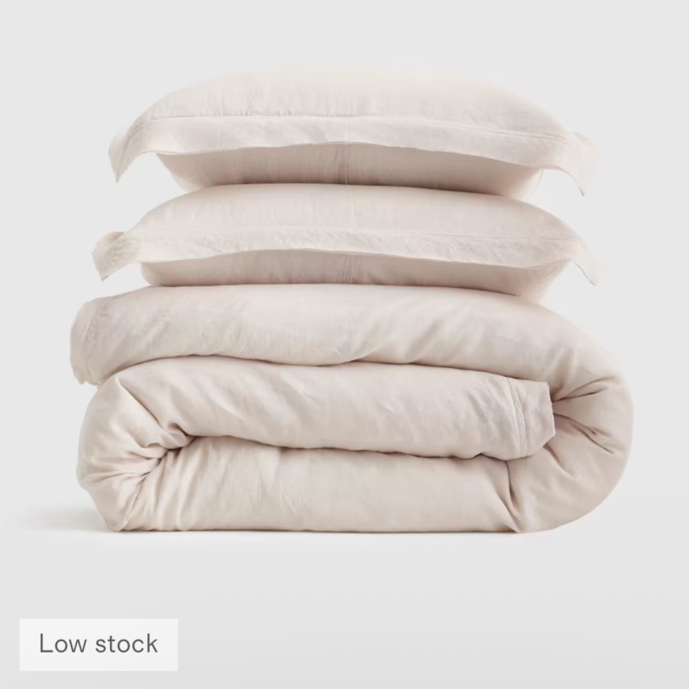 VGUC QUINCE European Linen Double Flange Duvet Cover Set Sand King/Cal King